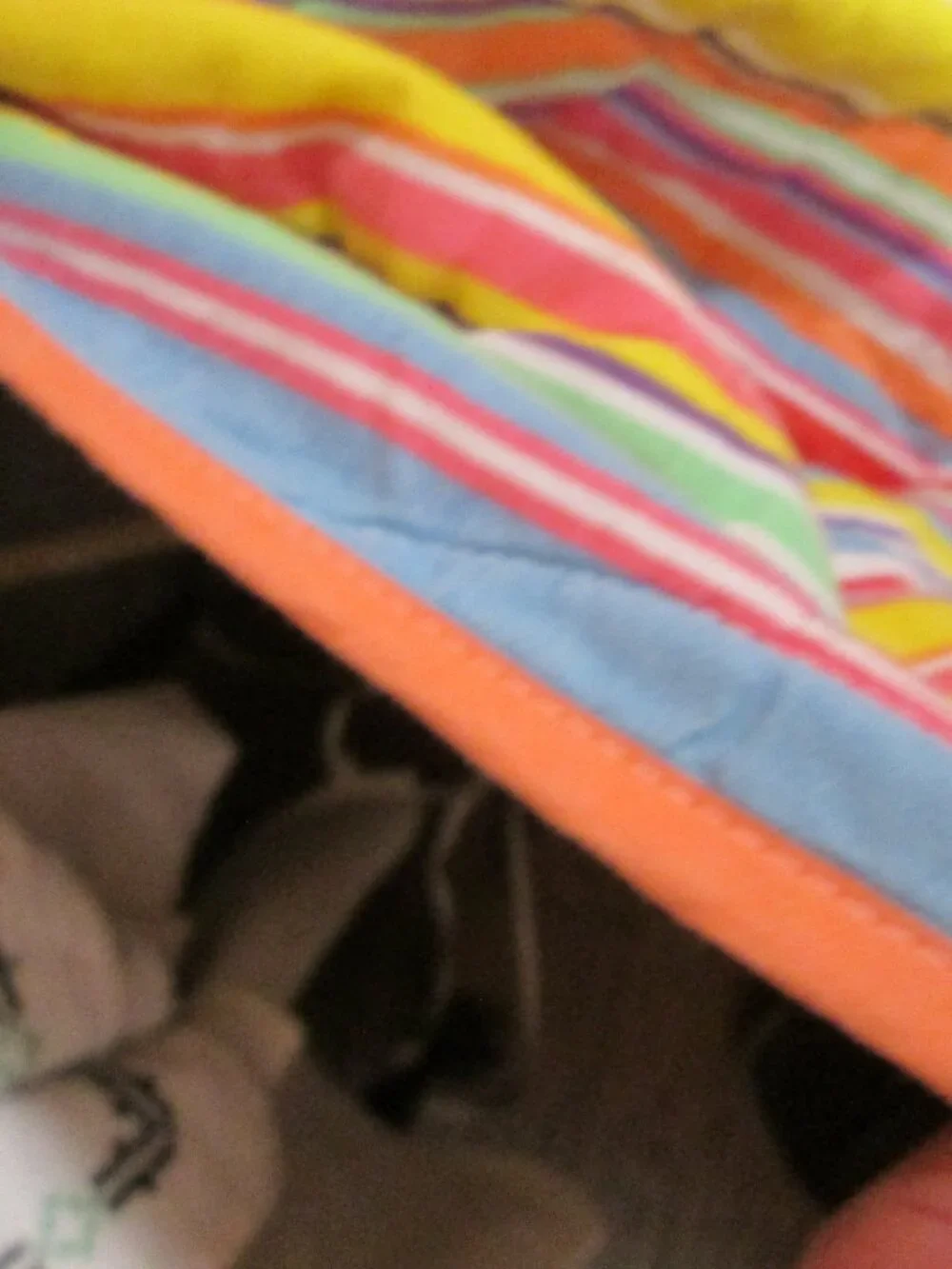Vtg cotton Rainbow sherbert bedspread colorful striped 85 x 104